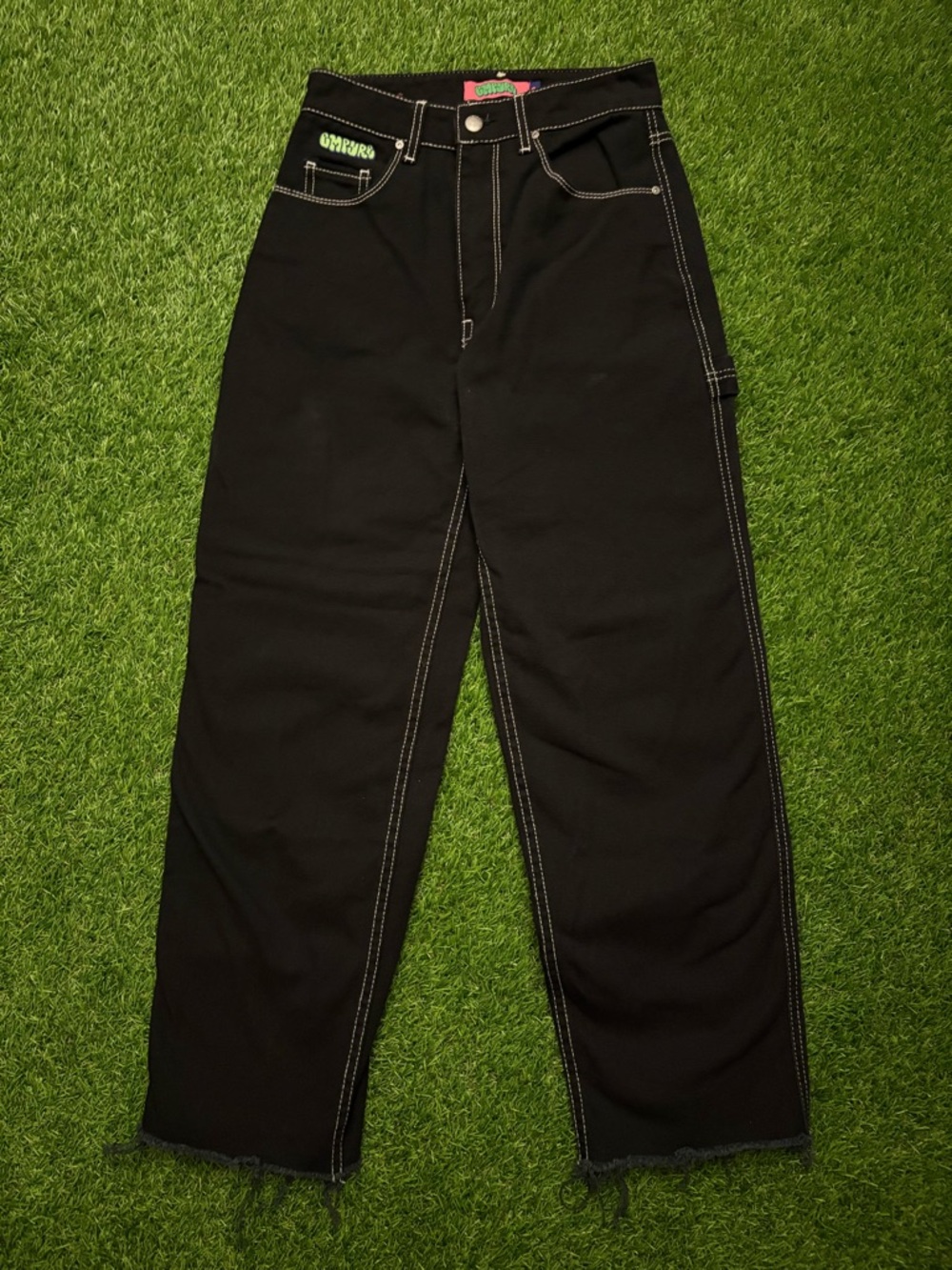 Women’s cropped EMPYRE Black denim carpenter pants